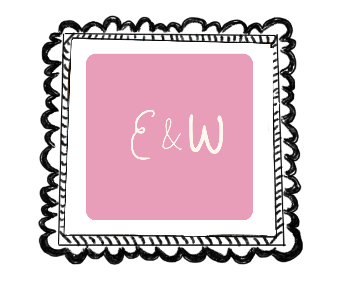 Earth and Worth logo (pink with handwritten 'E&W') inside hand drawn frame